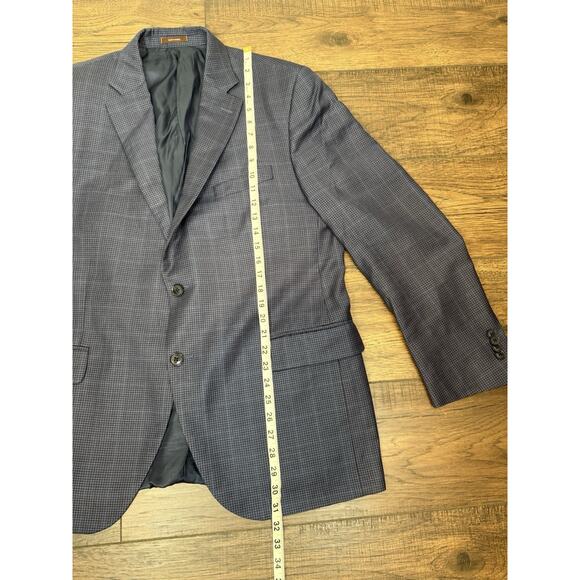 Peter Millar Blazer 100% Wool Blue Houndstooth Sport Coat Jacket 44R - Picture 5 of 8